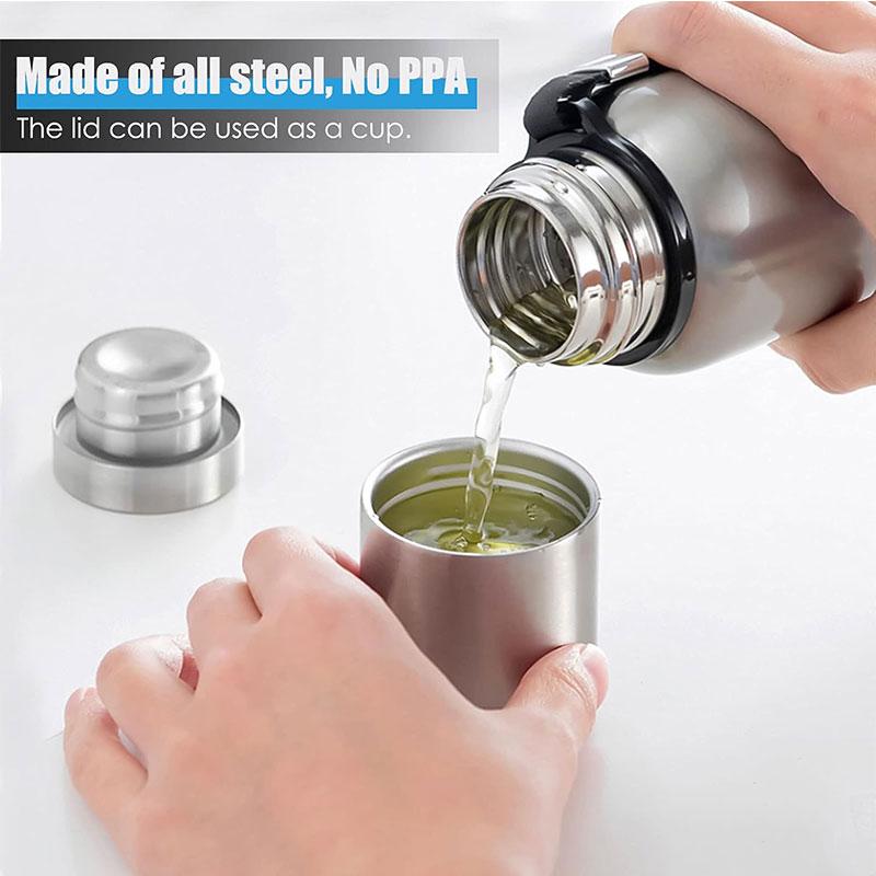 Stainless Steel Vacuum Flask, 1 Count Portable Double Walled Insulated Water Bottle with Lid, Leak Proof Insulated Thermo Bottle for Hot & Cold Drink, Stainless Steel Thermos