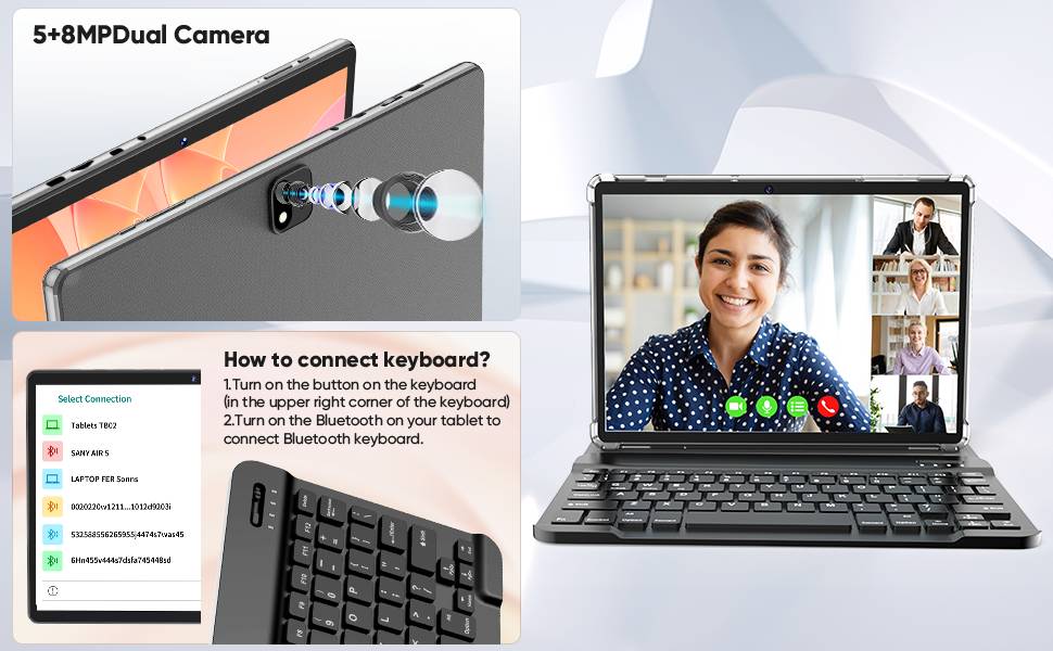 【SummerVibes】PYNAREL Android 15 Tablet Set with Keyboard, Case, Mouse, Stylus, Screen Protector, 6GB+128GB ROM，5G WiFi
