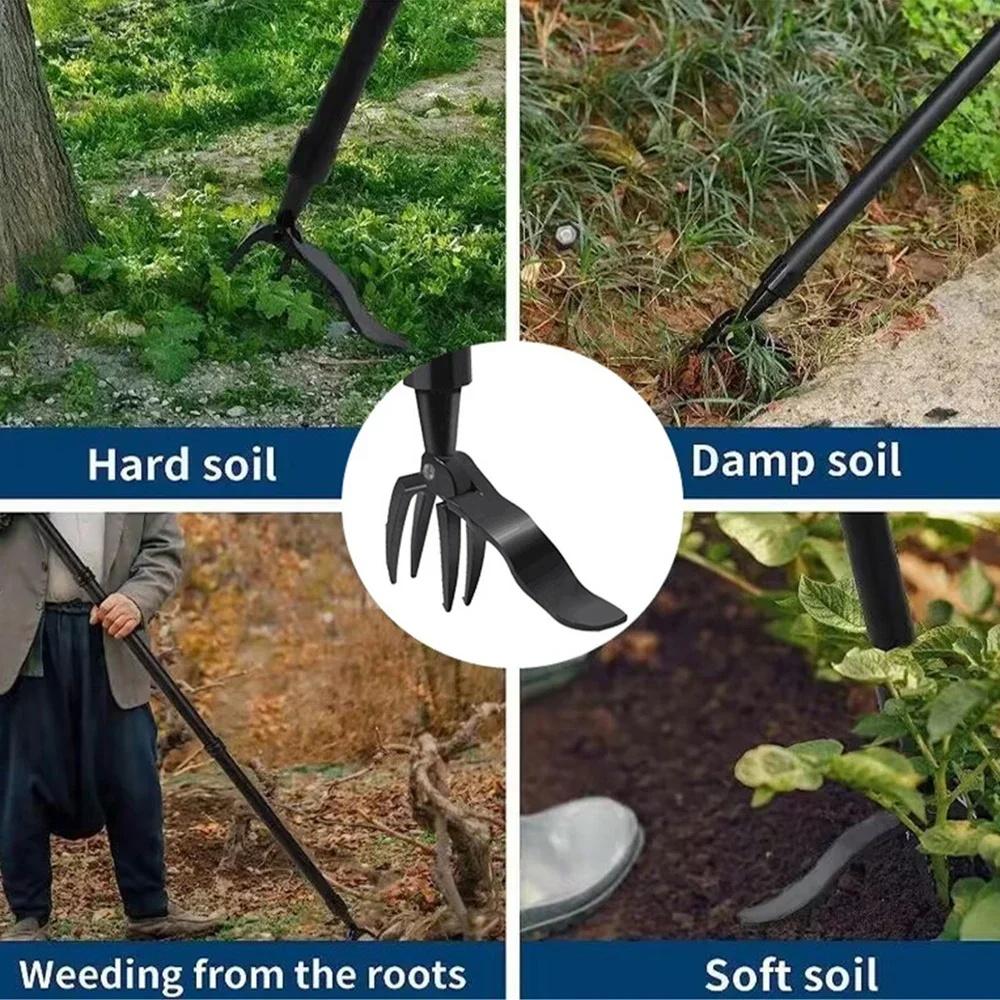 Standing Manual Ergonomic Weed Puller Set, Detachable Root Remover, Aluminum Alloy Garden Weeding Tool, Home Use Weed Removal Kit, Gardening Essential, Efficient, Garden Tools, Garden Supplies