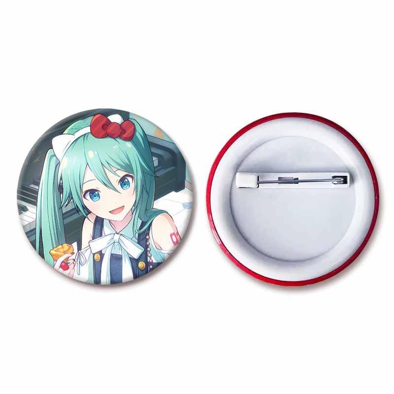 Kawaii Hatsune Button Pins Anime Cute Badges Handmade Round Brooches Lapel Pin Backpack Hat Accessories Miku Collectible Gifts