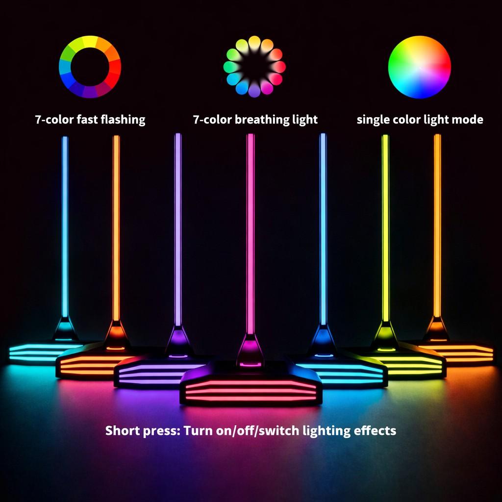 Headphone & Controller Stand with RGB Light, Rotatable Headset Stand, 9 Light Modes, 2 USB and Type-C Ports, Gaming Accessories
