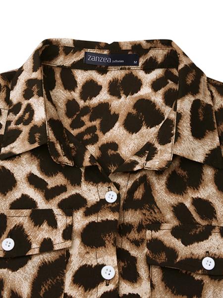 Women's Leopard Print Button Front Flap Pocket Shirt Dress, Casual Curved Hem Long Sleeve Collared Long Dress for Daily Wear, Ladies Clothes for All Seasons Women's Leopard Print Button Front Flap Pocket Shirt Dress, Casual Curved Hem Long Sleeve Collared Long Dress for Daily Wear, Ladies Clothes for All Seasons