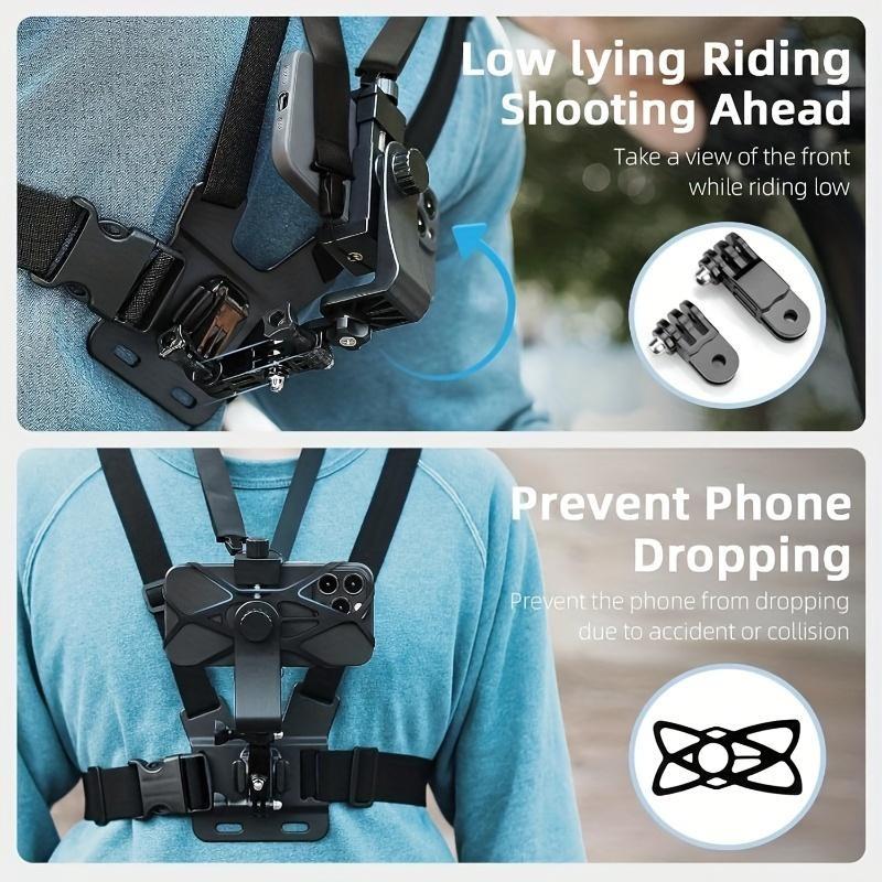 Universal adjustable chest strap, suitable for cycling, rowing, fishing, skateboarding, compatible with iPhone, GoPro, DJI sports cameras, POV/VLOG recording, ABS material, Camera Accessory, Vlog Accessories