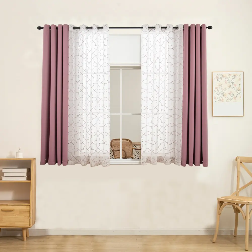 Upgrade Your Room! ✨ Stylish SUN-BLOCKING Curtains w/ Embroidery - Set of 4! Embroidered Curtains Home Decoration Curtain #RoomMakeover #InteriorDesign #BedroomDecor