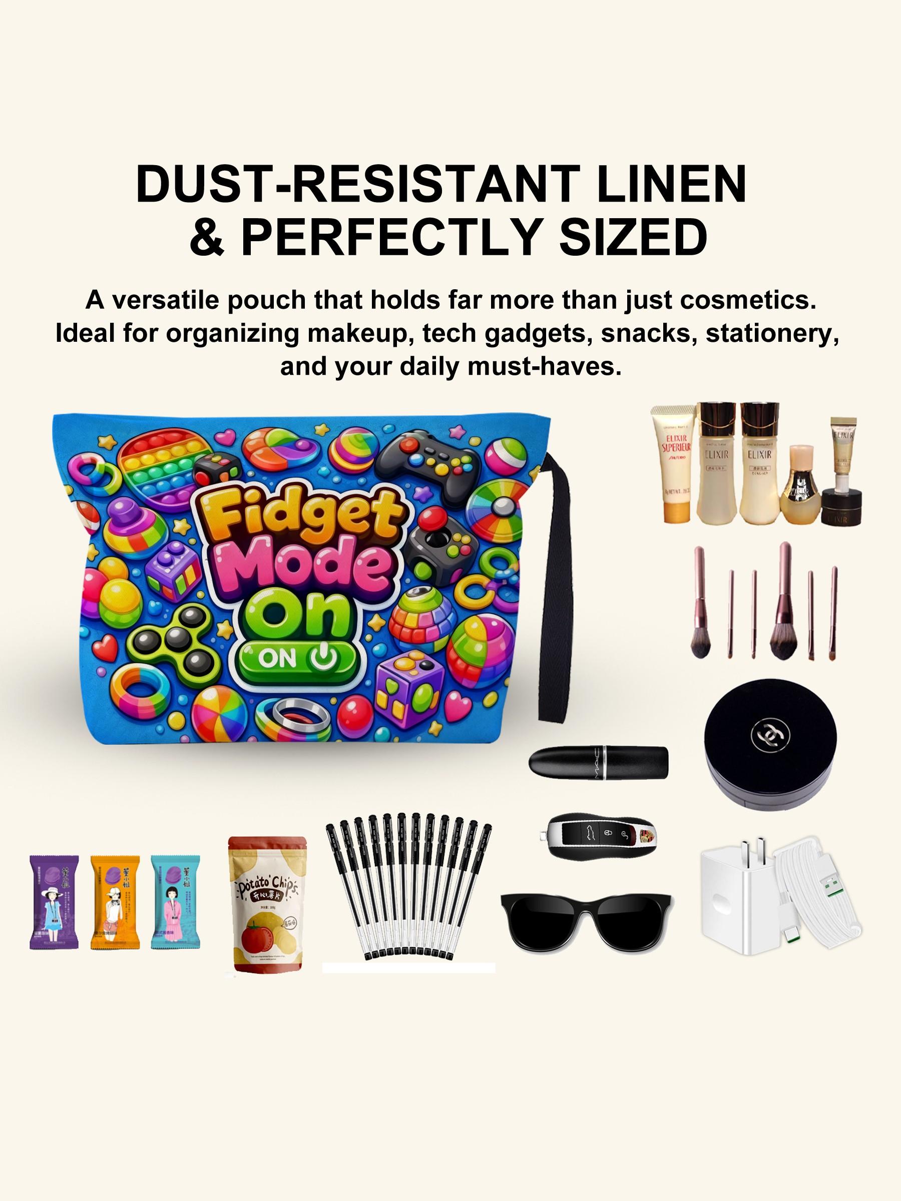 “Fidget Mode On Canvas Pouch – Versatile Storage for Cosmetics, Chargers, Snacks, Small Tools & Essentials | Thoughtful Gift for Fidget Toy Lovers, Women, Friends, Colleagues, Partners | Perfect for Birthdays, Christmas, Valentine’s Day, Mother’s Day, Tha