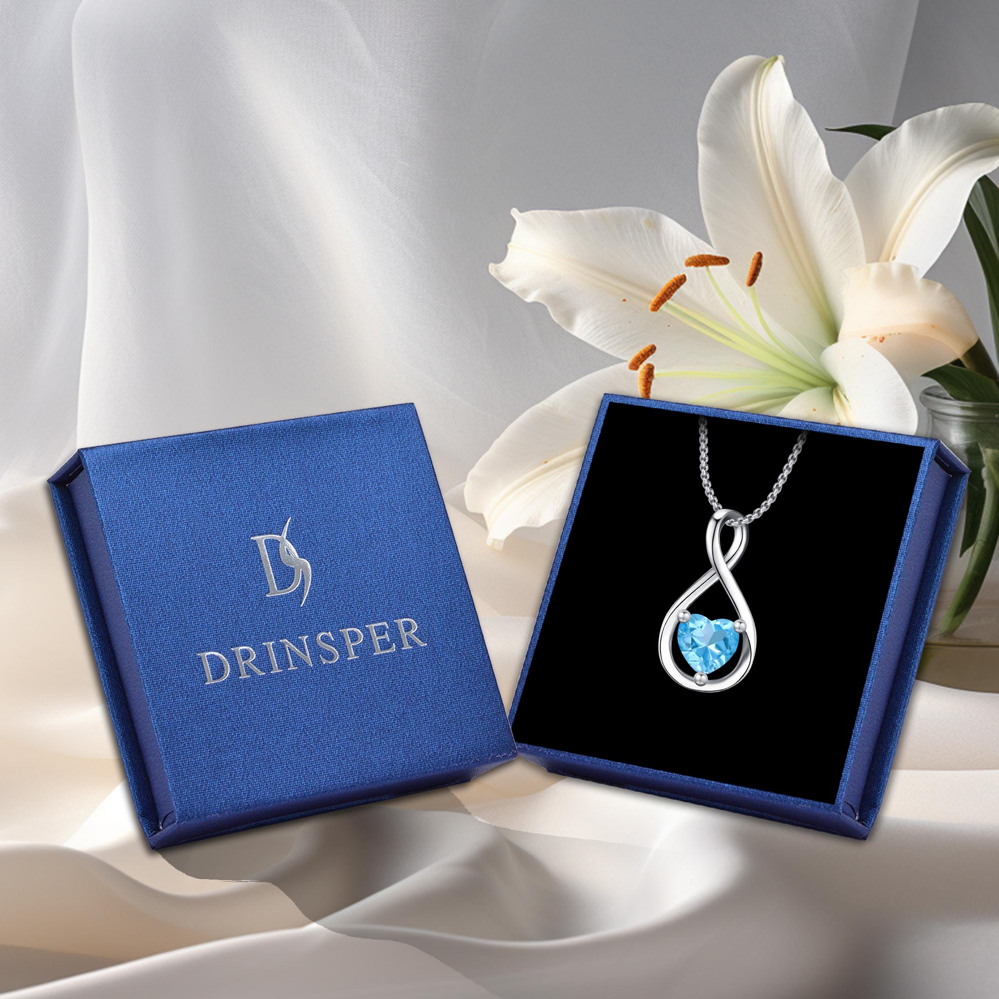 Heart Shaped Necklace Infinity Heart Birthstone Necklace Pendant Gift for Women Girls Anniversary Birthday Mother's Day Gifts Valentine's Day Gift Jewelry for Mom Wife Girlfriend Sister