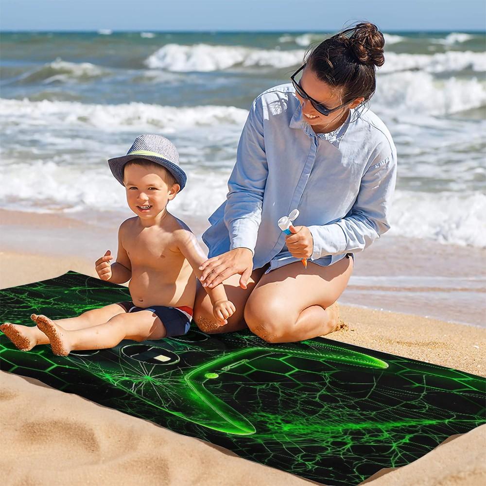 Boys' Gaming Beach Towel, Perfect for Beach and Pool, Essential Large Gaming Pool Towel for Kids and Boys, Cool Controller-Printed Gift Towel, Waterproof Towel for Vacation, Beach, Camping Towel, and Travel