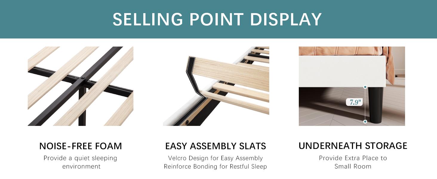 HOOMIC Modern Velvet Upholstered Platform Bed Frame【Frame Only No Mattress】with Adjustable Vertical Channel Tufted Headboard,Wooden Slats Support,Full/Queen/King,No Box Spring Needed