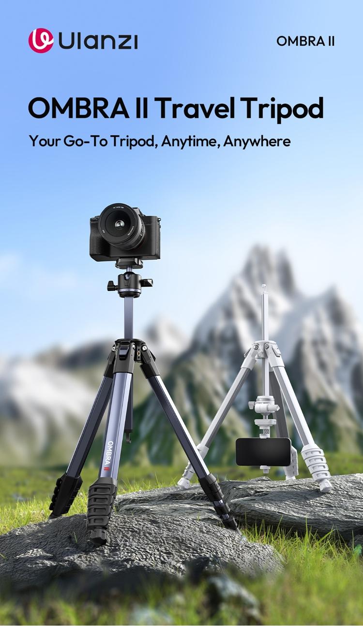 ULANZI Ombra Lightweight Travel Tripod, 59" Professional 5 Section Aluminum Camera Tripod with Claw Super Quick Release Design, for Canon Nikon Sony Cameras DSLR iPhone, Max Load 17lb