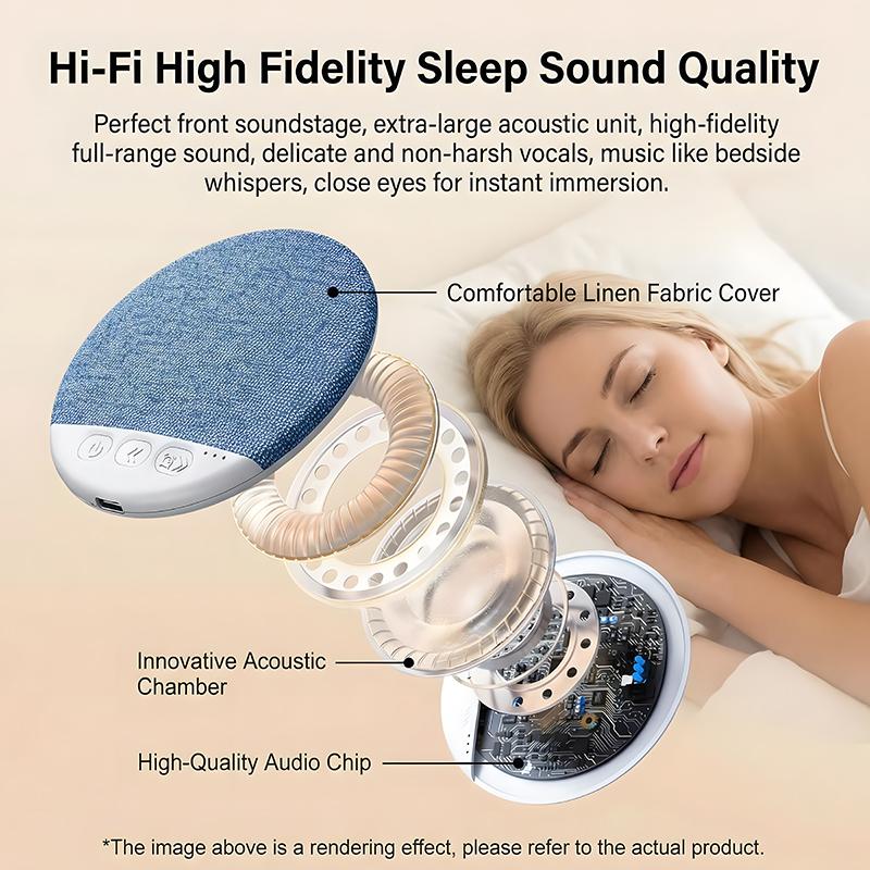 2026 New Flat Under Pillow Speakers for Sleeping, Bone Conduction Pillows Speaker Bluetooth, Private Ultra-Thin Aid with White Noise Timer, Mini Portable Slim Wireless Bedside Speak