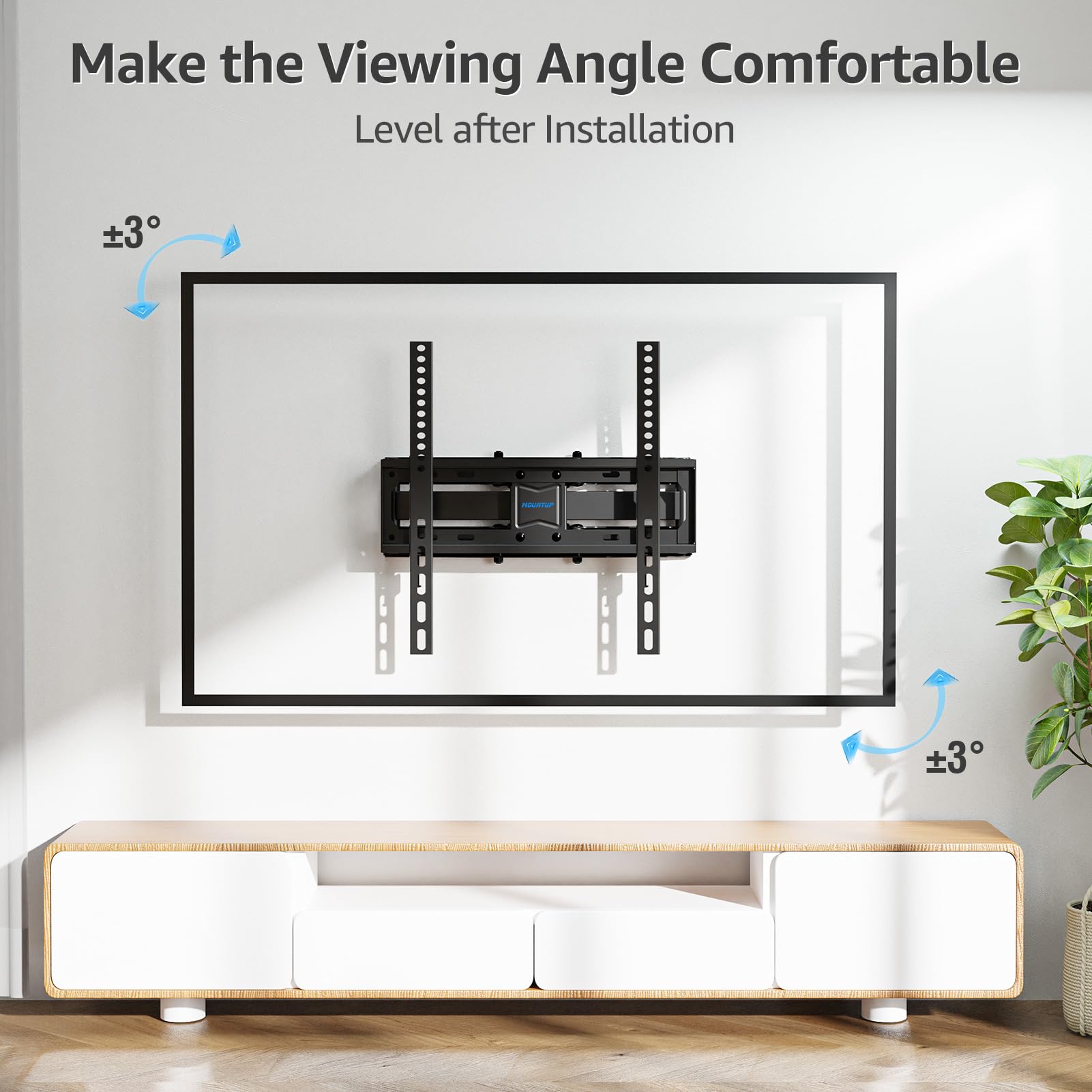 MOUNTUP 26"-65" UL Listed Full Motion TV Wall Mount, Fit 16" Wood Stud, Dual Swivel Articulating Arm Max VESA 400x400mm up to 88 LBS, MU0010-B
