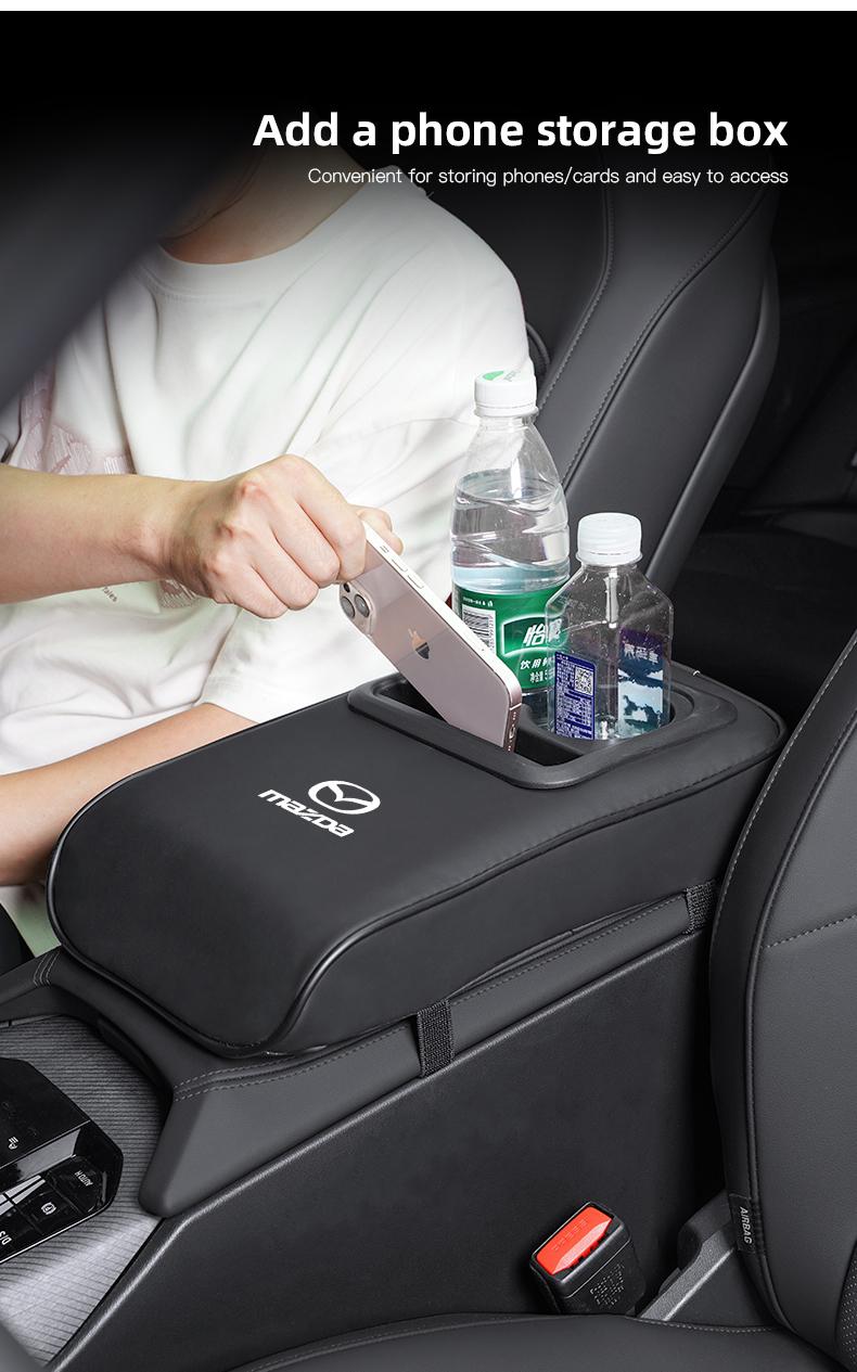 Car Center Console Armrest Pad, Car Armrest Box Mat, Car Armrest Box Cup Holder,For Mazda 2 6 CX-5 CX-80 CX-70 CX-90 MX-30 CX-60 CX-50 CX-30 BT-50 e-TPV CX-3 CX-8 ATENZA CX-9 CX-7 MX-5 Mazda 5 3 RX-8