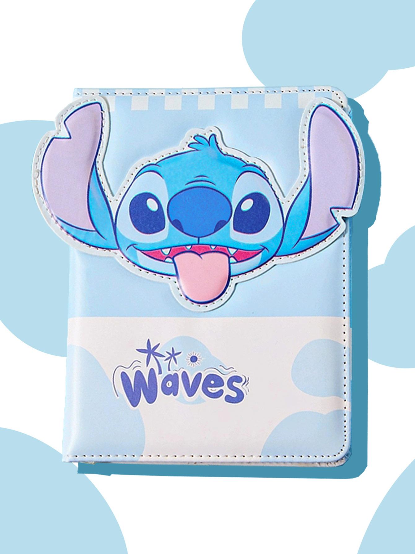 1pc Disney Officially Licensed Stitch 3D Cute Cartoon A5 Notebook Fun Creative Notepad 96 Grid Inside High-value Leather Send Friends and Family Prizes Stationery Small Gift Reading Notes Excerpt Book DIY Handbook Diary Gift for Friends