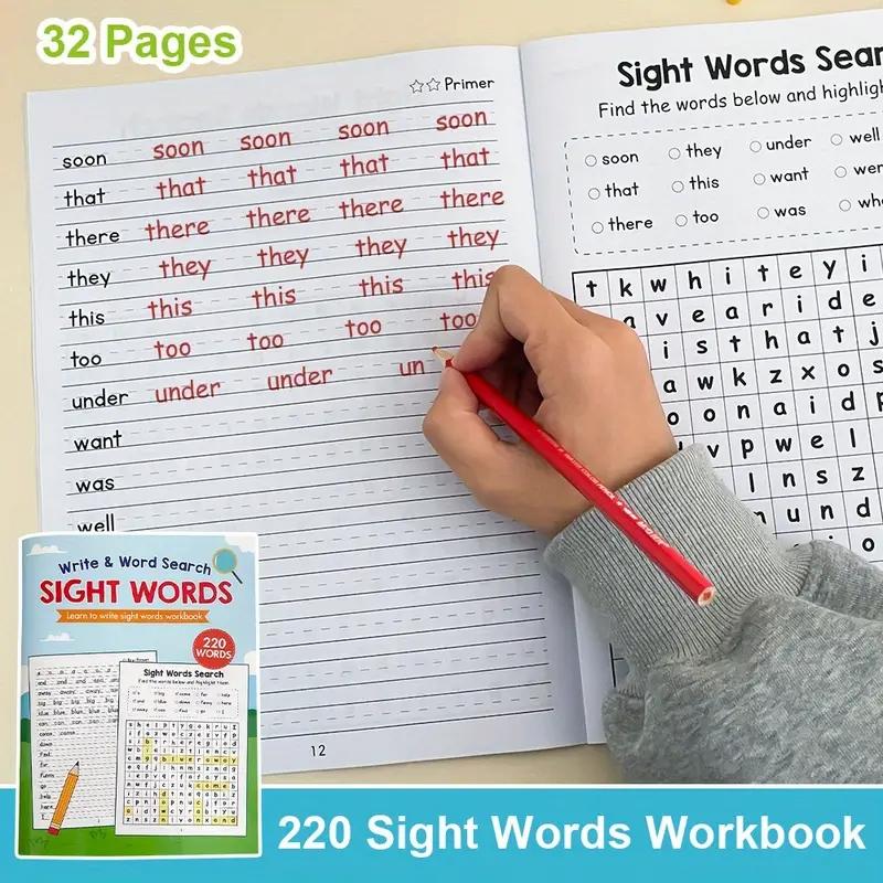 Visual Word Practice Book with Answer Key, Preschool Alphabet, Handwriting and Visual Word Search Game, Suitable for Ages 3 and Above, Educational Learning Activities, English Children Skills, Visual Learning Tools, Tracing Preschool Books