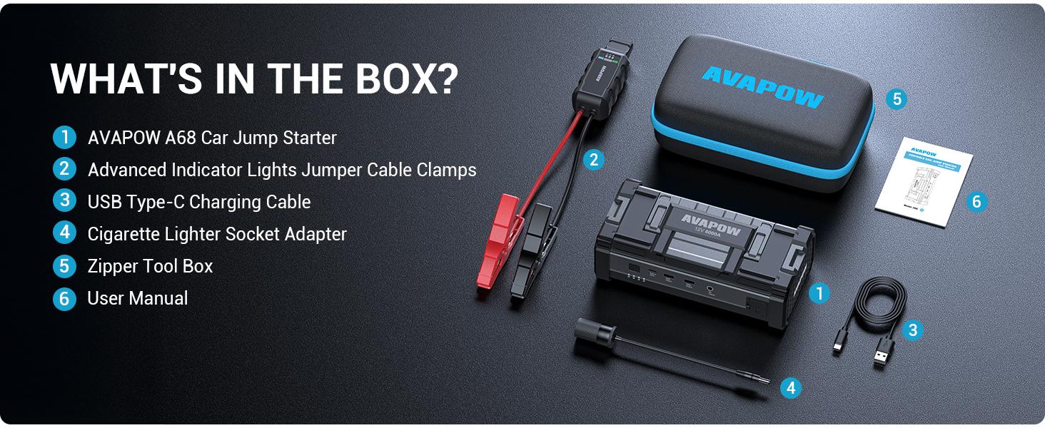 6000A Jump Starter,24000mAh Car Battery Jump Starter with LED Display,All Gas or Upto 12L Diesel,12V Jump Pack with Battery Booster with Built-in LED Light,dealsforyoudays