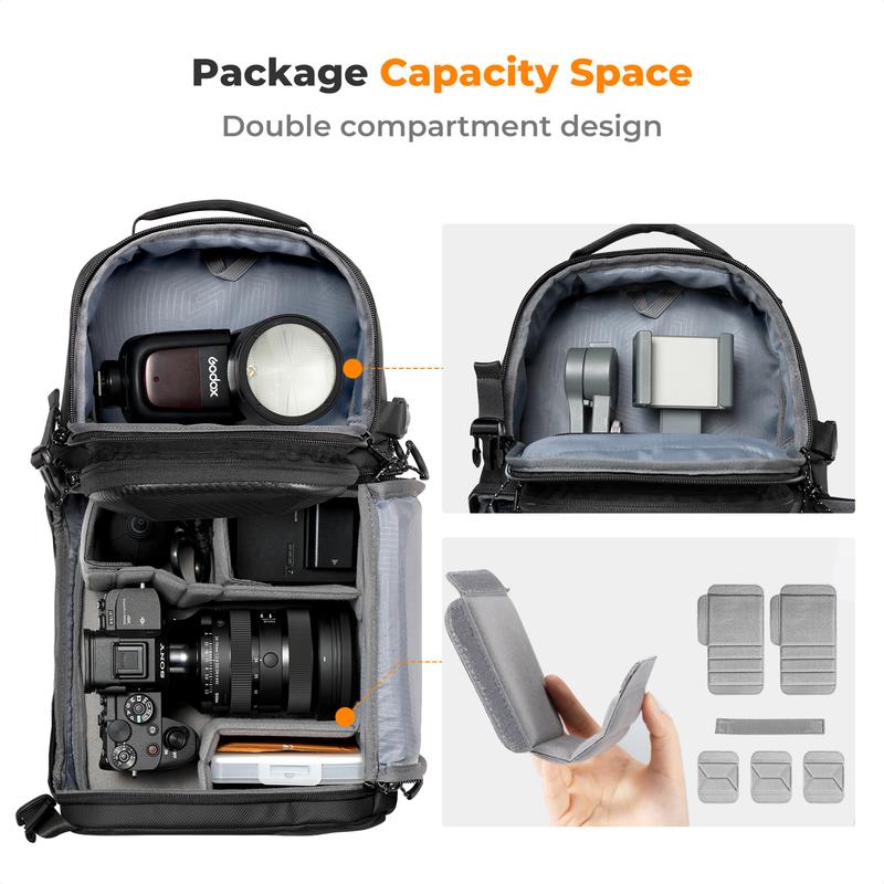 【K&F CONCEPT】Camera Sling Bag Crossbody Bag Hardshell Camera Shoulder Backpack DSLR/SLR/Mirrorless Camera Case Photography Bags for Photographer