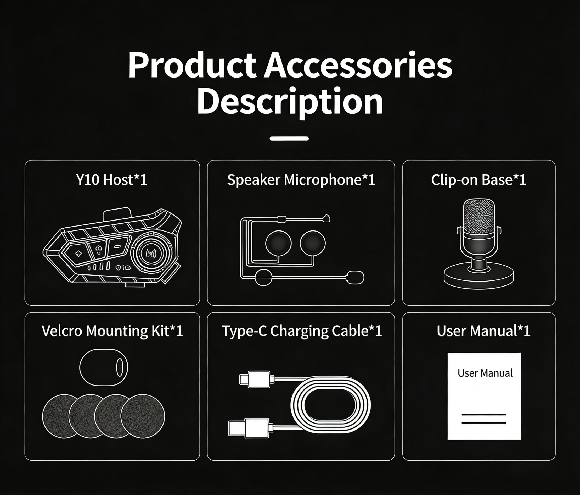 Y10 Helmet Bluetooth-compatible Earphones Waterproof Noise Cancelling Motorcycle Headset, Wireless Hands-Free Calling & Music Playback