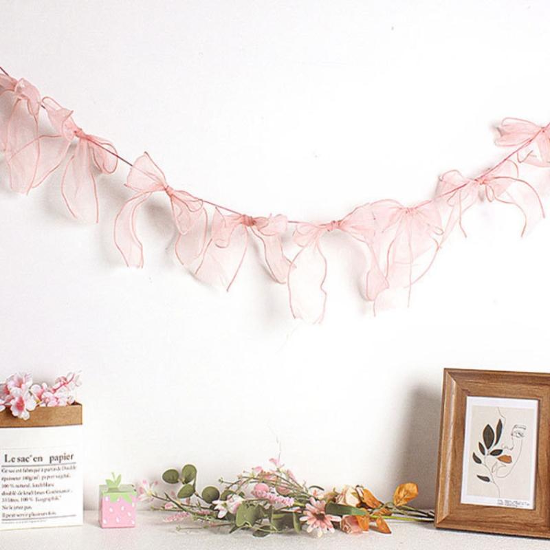 Bow Pull String Birthday Party Decoration, Valentine's Day Wedding Party Background Decor, Banner Festival Gathering Wall Decor