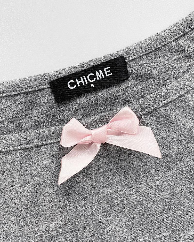 ChicMe Women's 2 Pieces Outfit Bowknot Decor U-Neck Adjustable Spaghetti Straps Cami Top and Heart & Plaid Print Elastic Waist Shorts Set Casual Pajamas Set