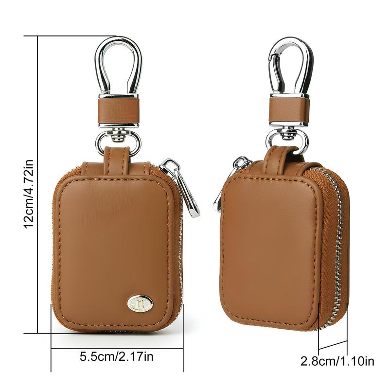 Universal Leather Earbud Case Compatible with Airpods 1/2/3/4/Pro Portable Headphone Storage Case PU Leather Zipper Key Wallet with Keychain for Wireless Earphones, Keychain Pouch Bag with Mesh Pocket, Audio & Video Accessories