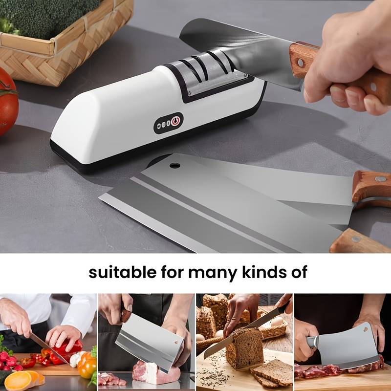 Professional, Durable USB-powered electric knife sharpener, with a 20-degree straight blade for secondary sharpening, suitable for kitchen knives, slicing knives, peeling knives, and ceramic knives. Ideal gift for Christmas and Va