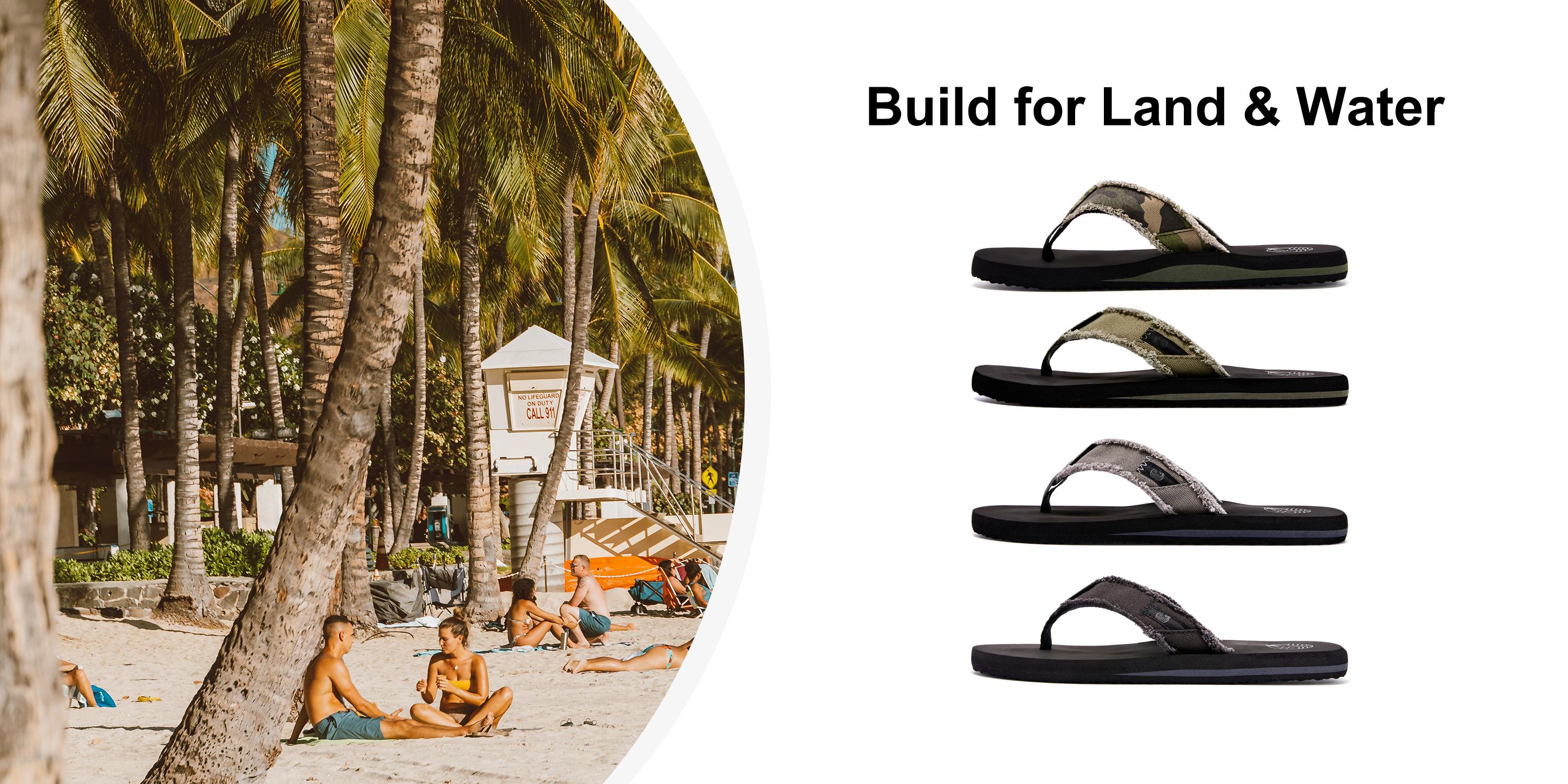 ALEADER Mens Canvas Flip Flops Summer Comfortable Slippers Walking Shoes Home Shoes Fashionable Classic Versatile SpringStatements