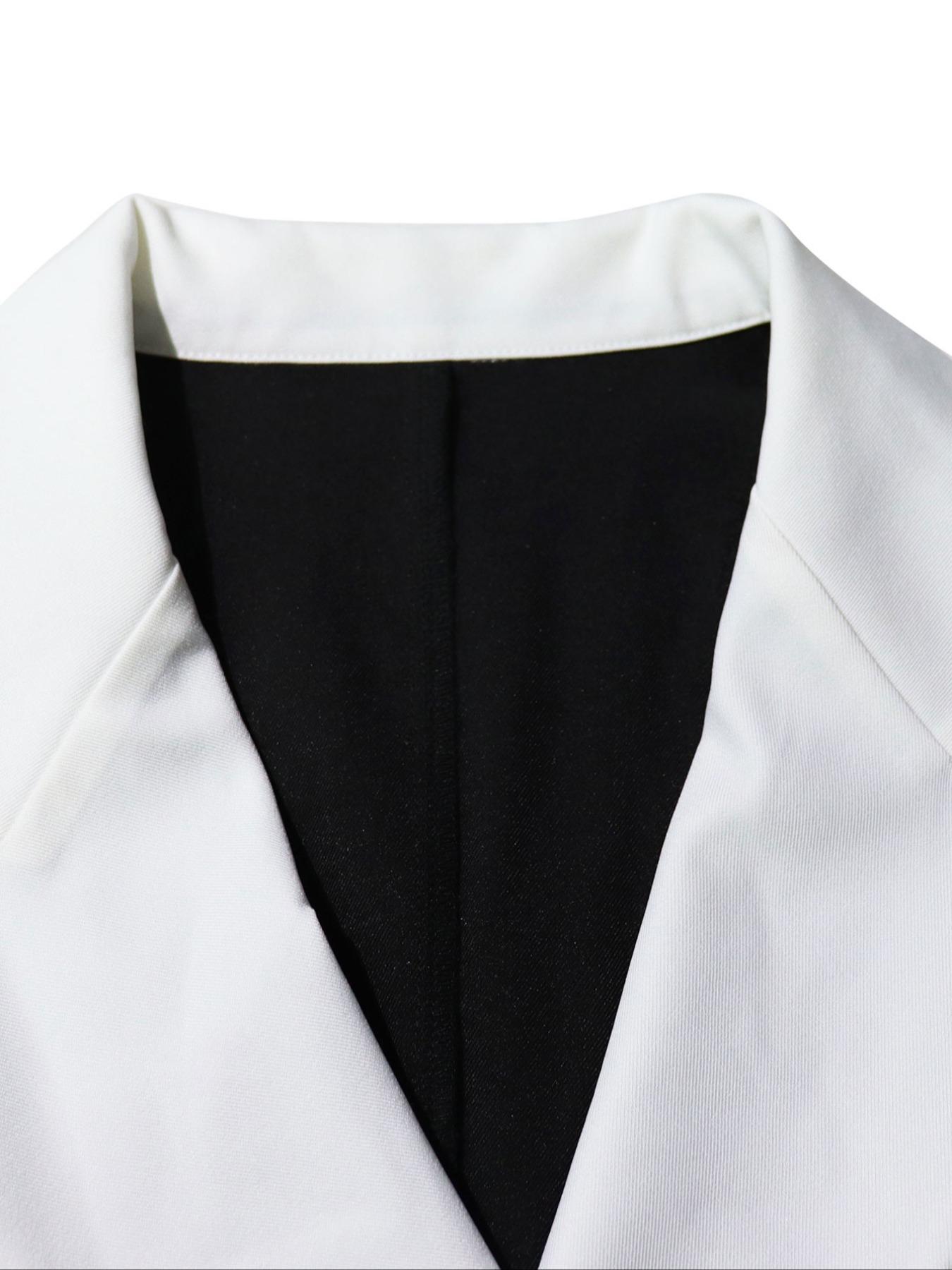 Elegant Patchwork Suit Romper, Double Button Lapel Jumpsuit, Perfect for Parties & Formal Occasions