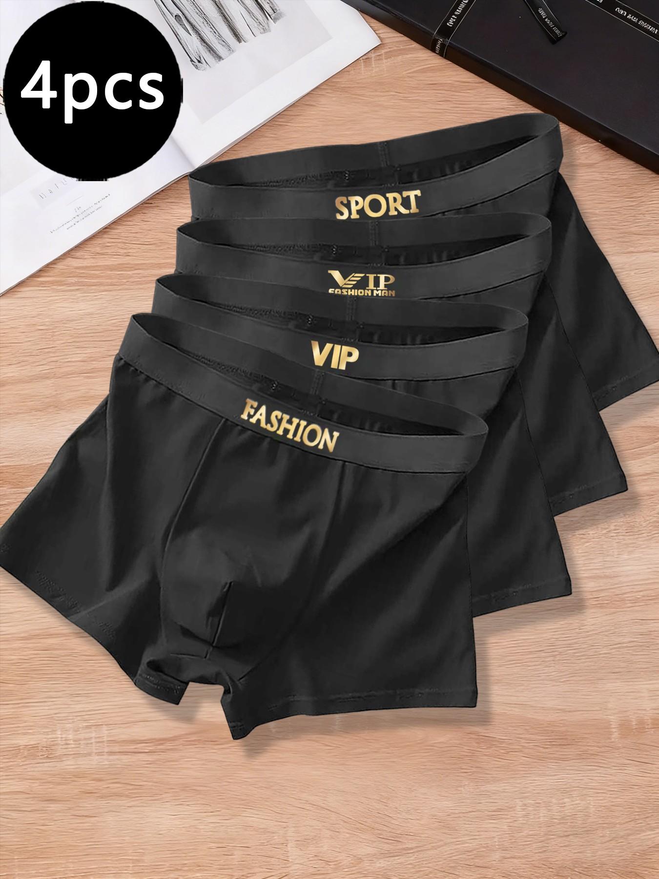4-pack gold-label waistband men's boxer briefs, comfortable and breathable without riding up, suitable for daily wear, sports and prolonged sitting