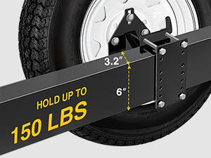 Nilight Spare Tire Carrier 3-Nuts Design Boat Trailer Carrier Bracket Utility Trailer Accessories Fits 4 & 5 & 6 Lugs Trailer Wheels on 4" 4.5'' 4.75'' 5'' 5.5''and 6''Bolt Patterns 150 Lbs   Black Outdoor dealsforyoudays
