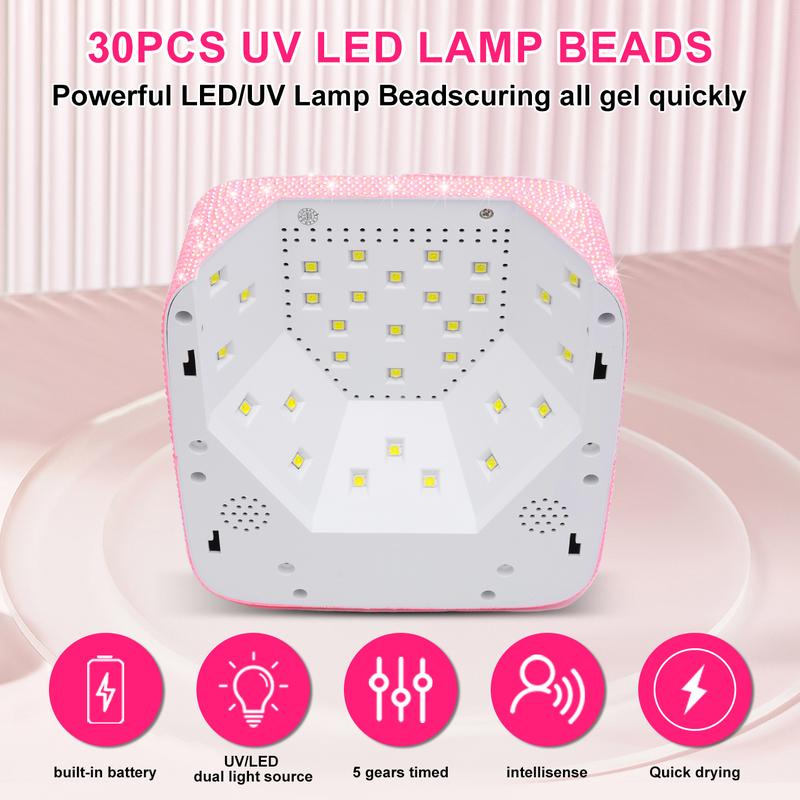 72W cordless rechargeable nail lamp UV LED nail lamp with 30 LED beads rechargeable nail gel dryer  with 5 timing settings  nail salon nail art nail care Manicure Cutics