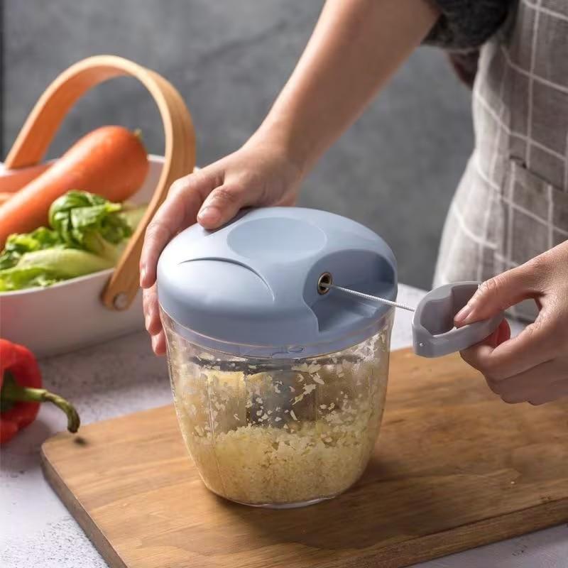 Home Multifunctional Durable Chopper Food Processor Meat Grinder Manual Garlic Press Puller, Kitchen Essential Tool, Easy-To-Use Design, Vegetable Chopper Tool
