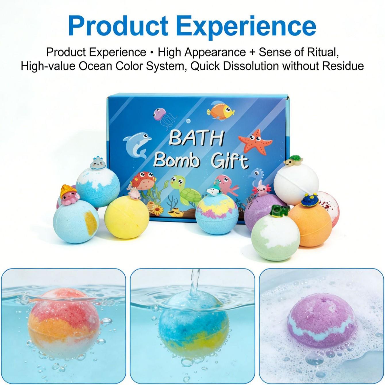 12pcs Bath Salt Balls Toy, Fun Bubble Bath Toys, 60g Explosive Salt Foam Bombs, Pool Bubble Balls, Kids Bathroom Accessories