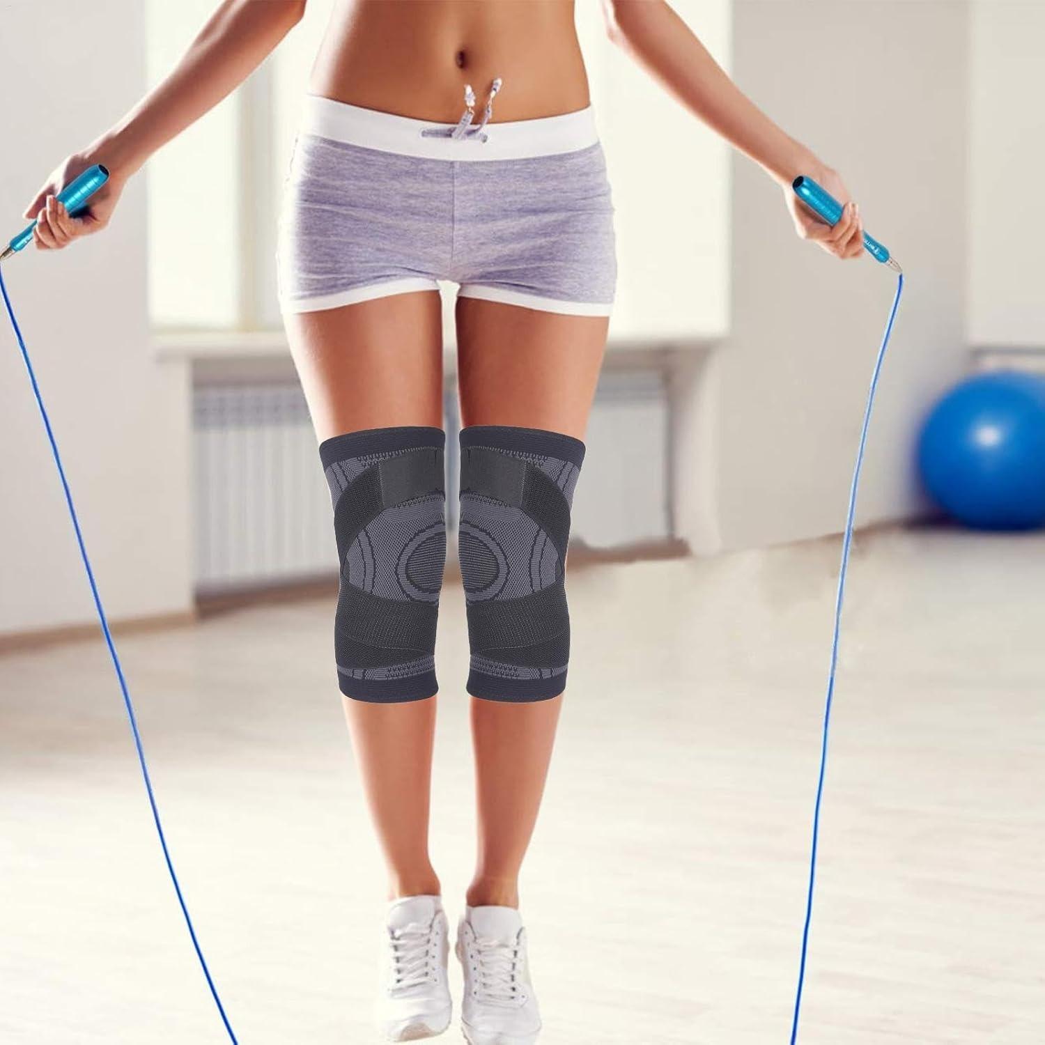 Knee Brace for Men & Women, Compression Sleeve with Adjustable Straps, High-Elastic Fabric Knee Pad for Daily Workouts & Sports Activities Knee Saver