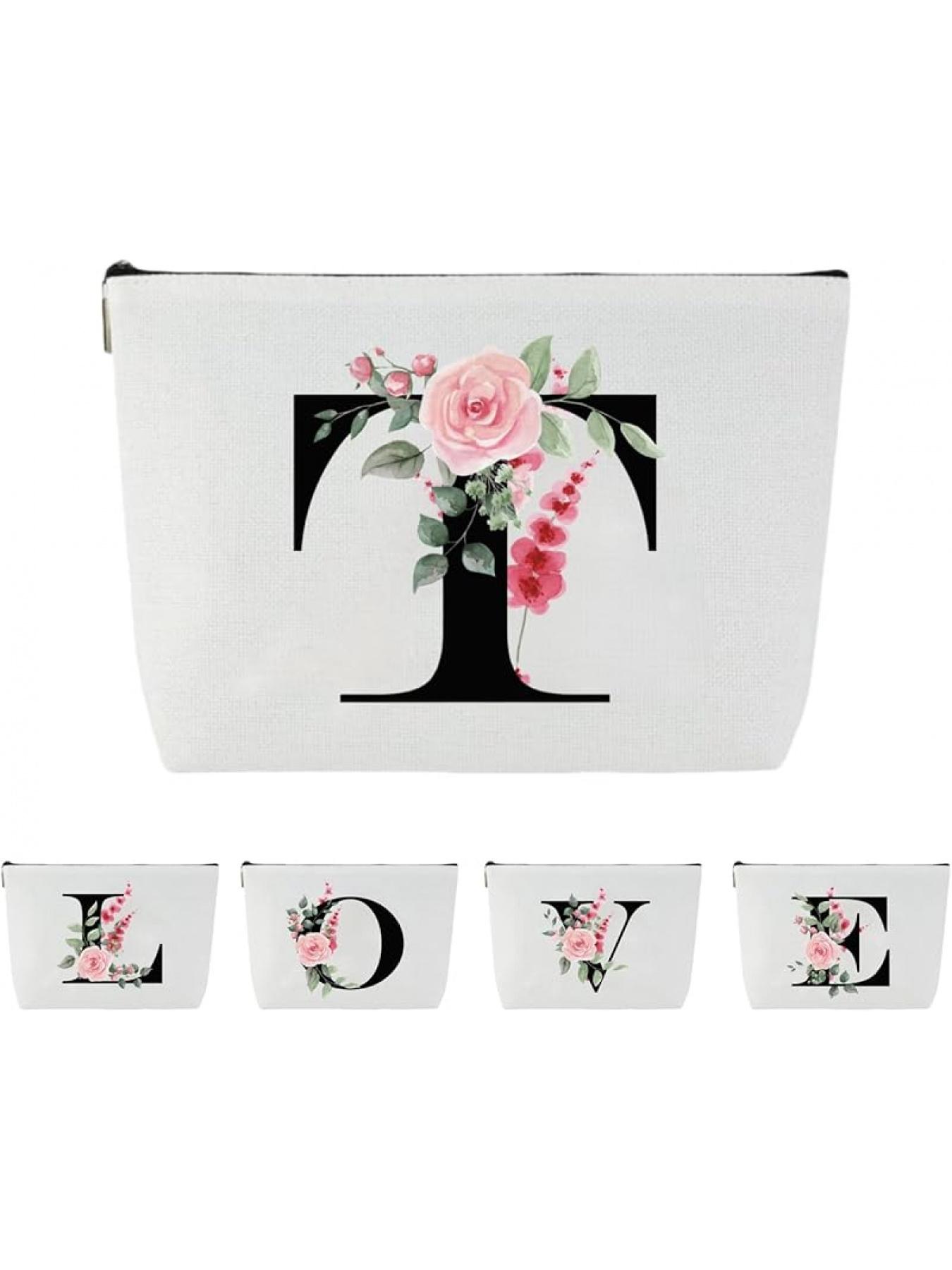 Blisswave Cosmetic Bag with Name, Personalised Cosmetic Bag from A to Z, High-Quality Metal Zip, Exquisite Print Design, Lined, Personalised Gifts for Women and Girls (White)
