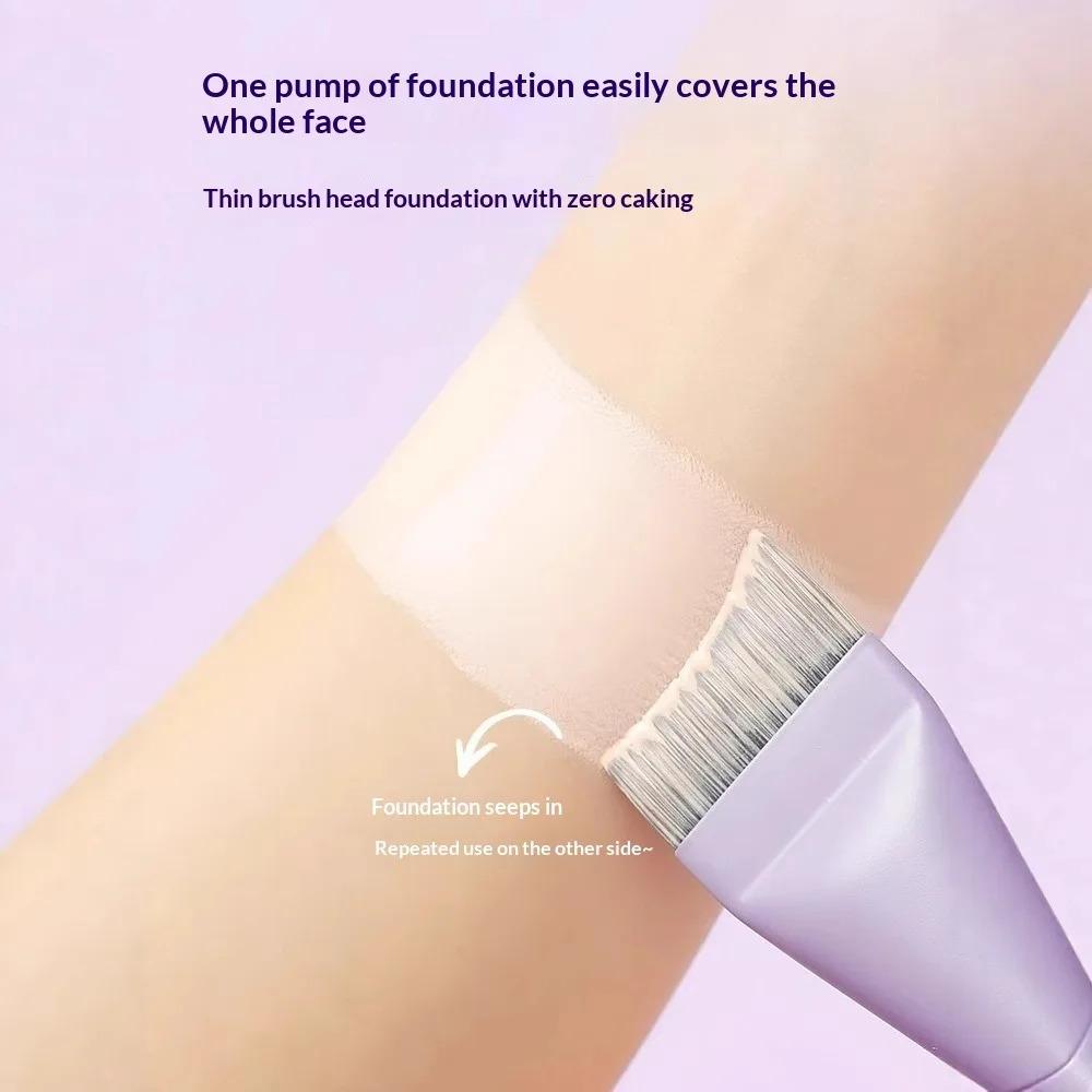 GUOXIAONIU Ultra Thin Moon Shape Foundation Brush, Flat Top Angled Kabuki for Streak-Free Liquid Makeup & Concealer Application