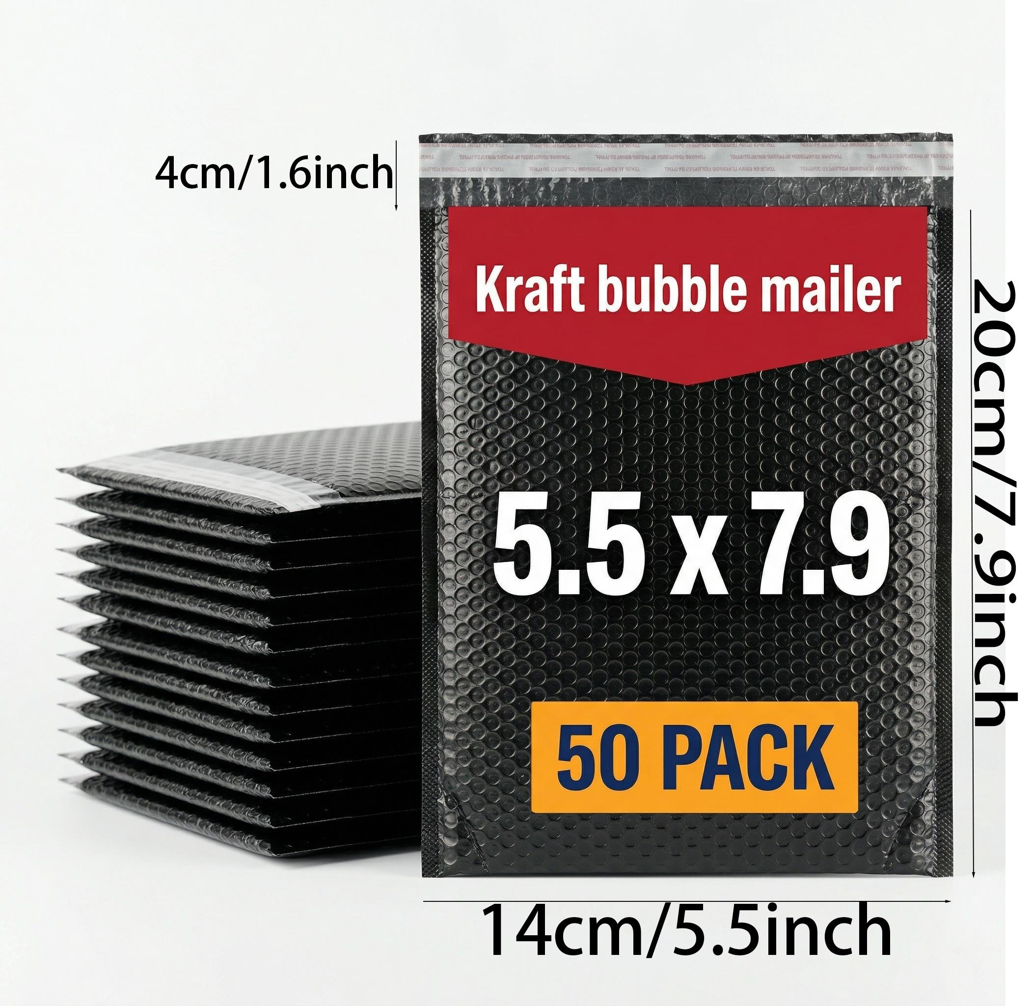 50/100Pcs Kraft Paper Bubble Mailers 5.5*7.9Inch, Heavy Duty Self-Seal Padded Shipping Envelopes, Waterproof Bubble Lined Mailing Bags for Shipping, Packaging, Mailing, Gift Wrapping & Document Protection