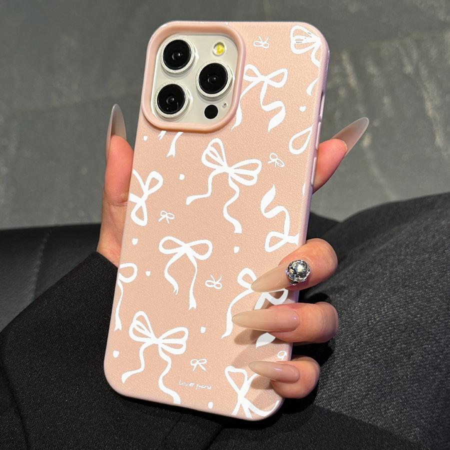 Bow Pattern Phone Case, Comfortable Feel, Protects From Drops, Fits Multiple iPhone Models, Durable Anti-Fingerprint Tpu Cover