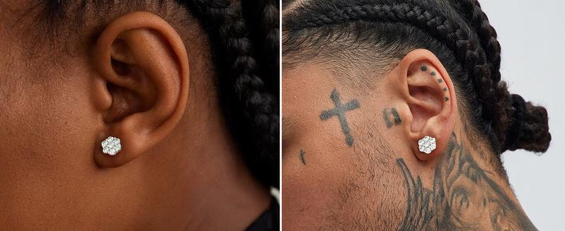 HELLOICE Moissanite Cluster Flower Stud Earrings 8mm Big Round Synthetic Moissanite Jewelry Gift for Women Men