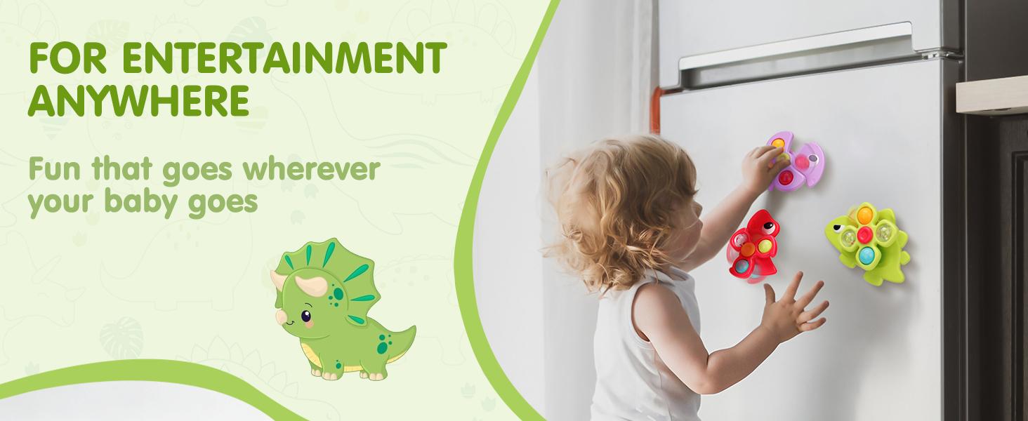 3PCS Dinosaur Suction Cup Toys for 1 Year Old Boys Girls |     Sensory Baby Bath Toys for Toddlers 1-3 |     Infant Travel & Window Toys |     BirthdayBest-selling accessories