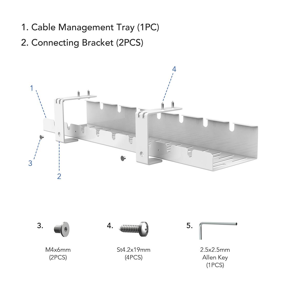 【TikTokShopBlackFriday】FLEXISPOT Under Desk Cable Management Tray, Metal Wire Raceway Organizer for Standing Desk