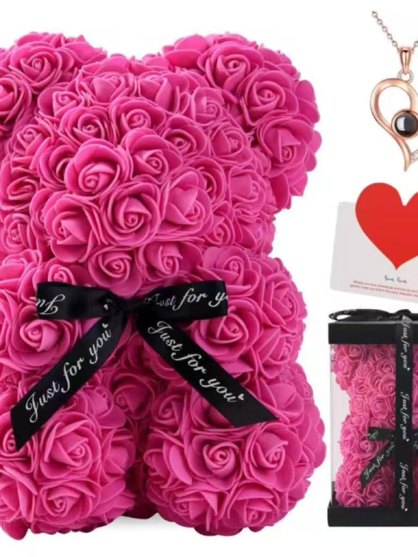 Set Includes 100 Languages Necklace Bear Card Gift Box Mother's Day Gift for Mom Valentine's Day Gift for Girlfriend