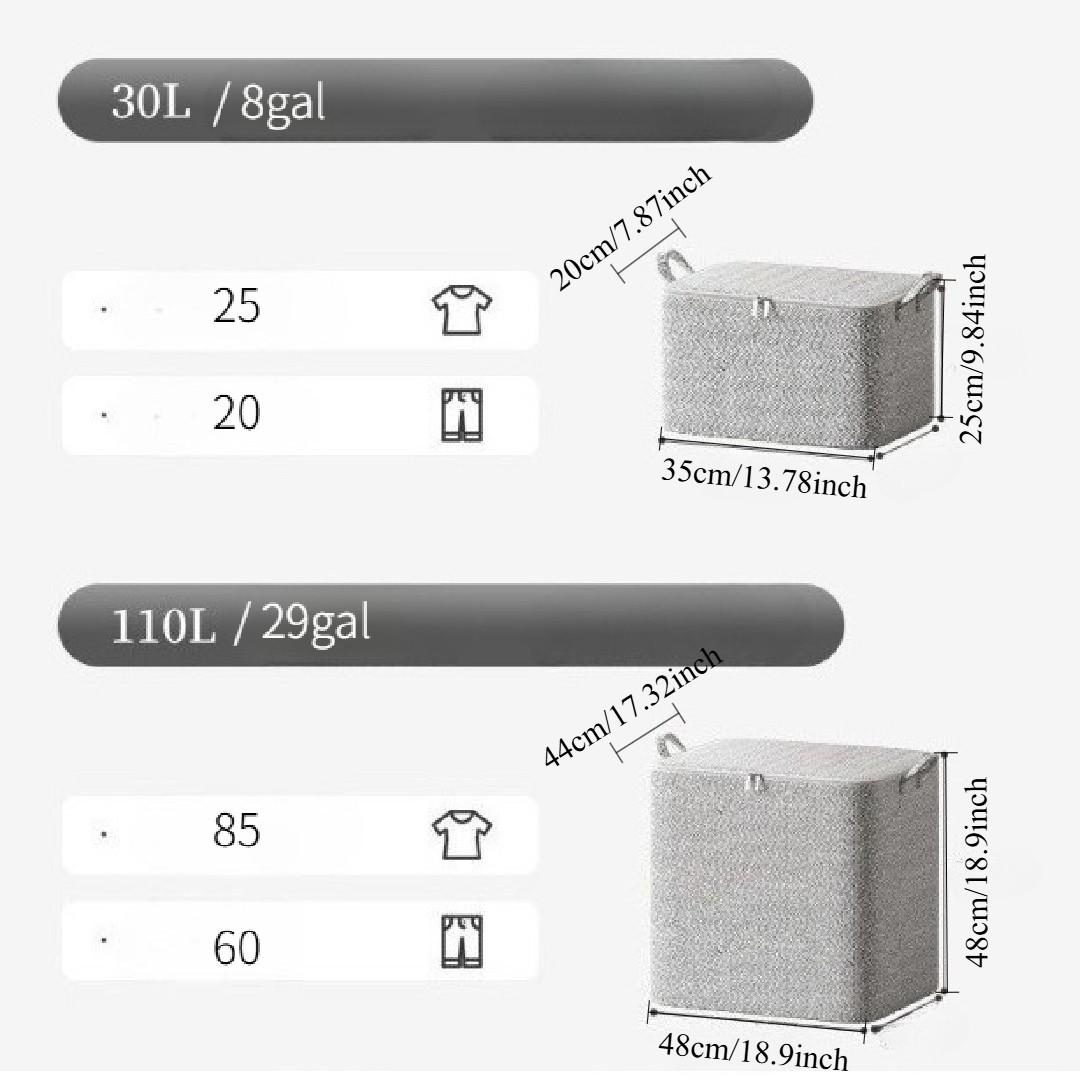 Max 58gal Home Luggage Packing Bag, Nonwoven Fabric Storage Box, Zipper Closure, Large Capacity for Clothes, Bedding, Moving, Bedroom