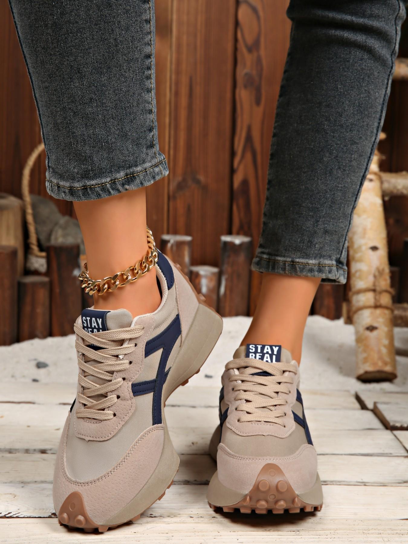 Women's Fashion Thick Sole Sports Shoes, Breathable Trendy Walking Shoes, Comfort Support, Casual All Season Footwear for Daily Wear & Gym Use