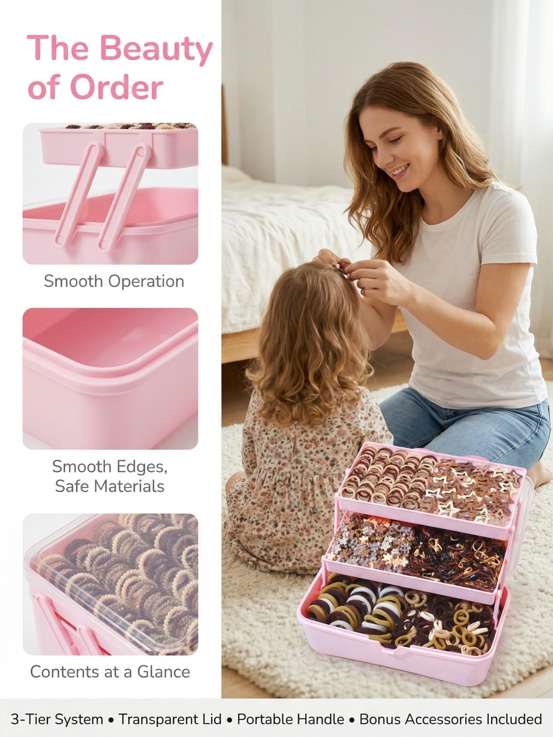 1011pcs Luxury Hair Accessory Gift Set, Includes Star Clips, Small Clamps, Elastic Bands, Portable Storage Box, Ideal for Girls, Gifts, Ladies