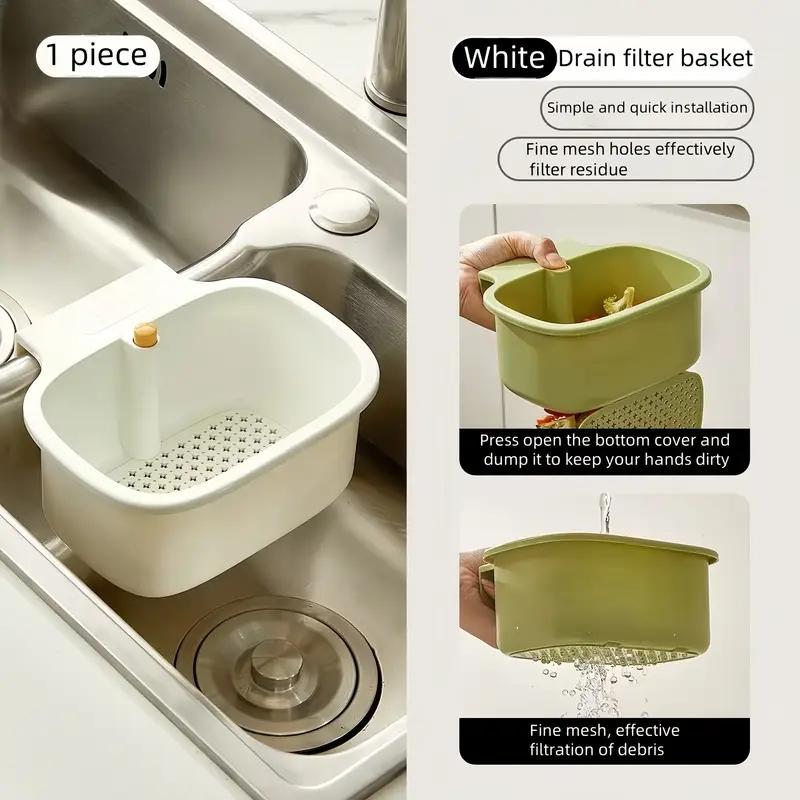Automatic Kitchen Sink Strainer Basket, Fine Mesh Strainer, Push-Button Drain Filter for Kitchen & Bathroom Sinks, Food Waste Disposal with Removable Bottom