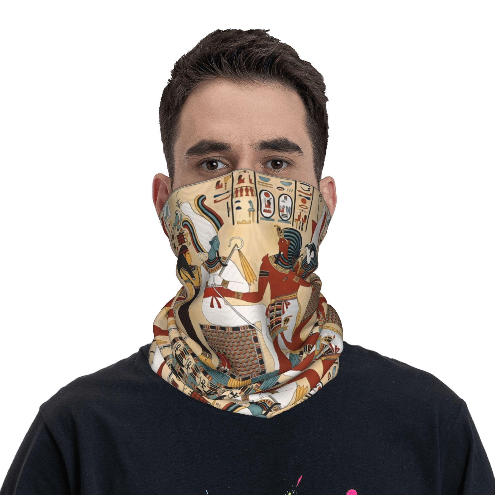 Egypt Painting At Thebes Printed Headscarf - Polyester Knitted Neck Scarf, Purpose Headwear for Fishing and Winter, Suitable for Both Men and Women