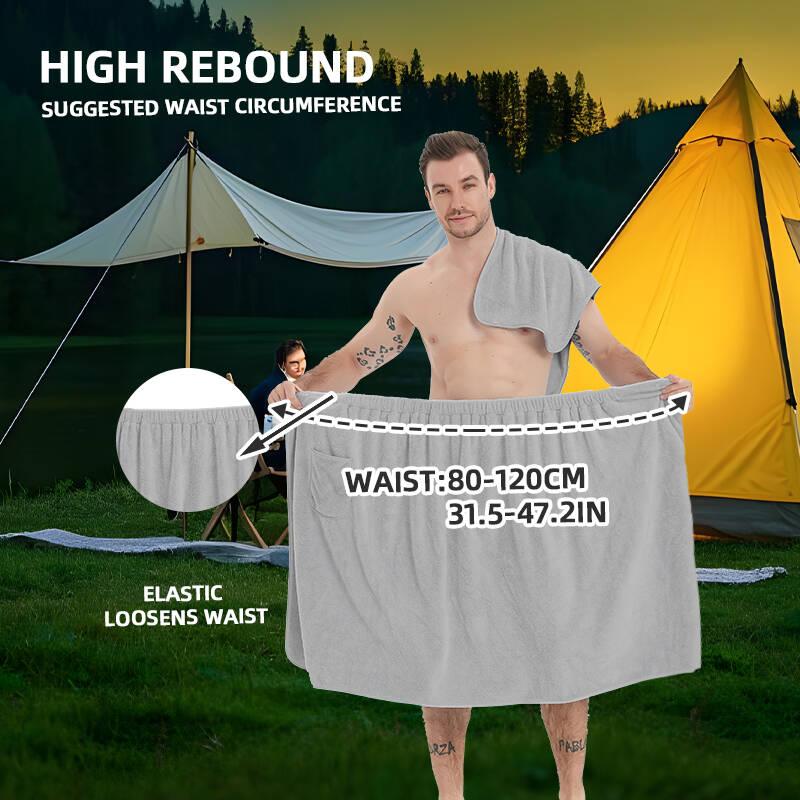 Men's Adjustable Pocket Design Bathrobe, 2 Counts Quick Drying Absorbent Bathrobe, Bathing Accessories for Home Bathroom Hotel