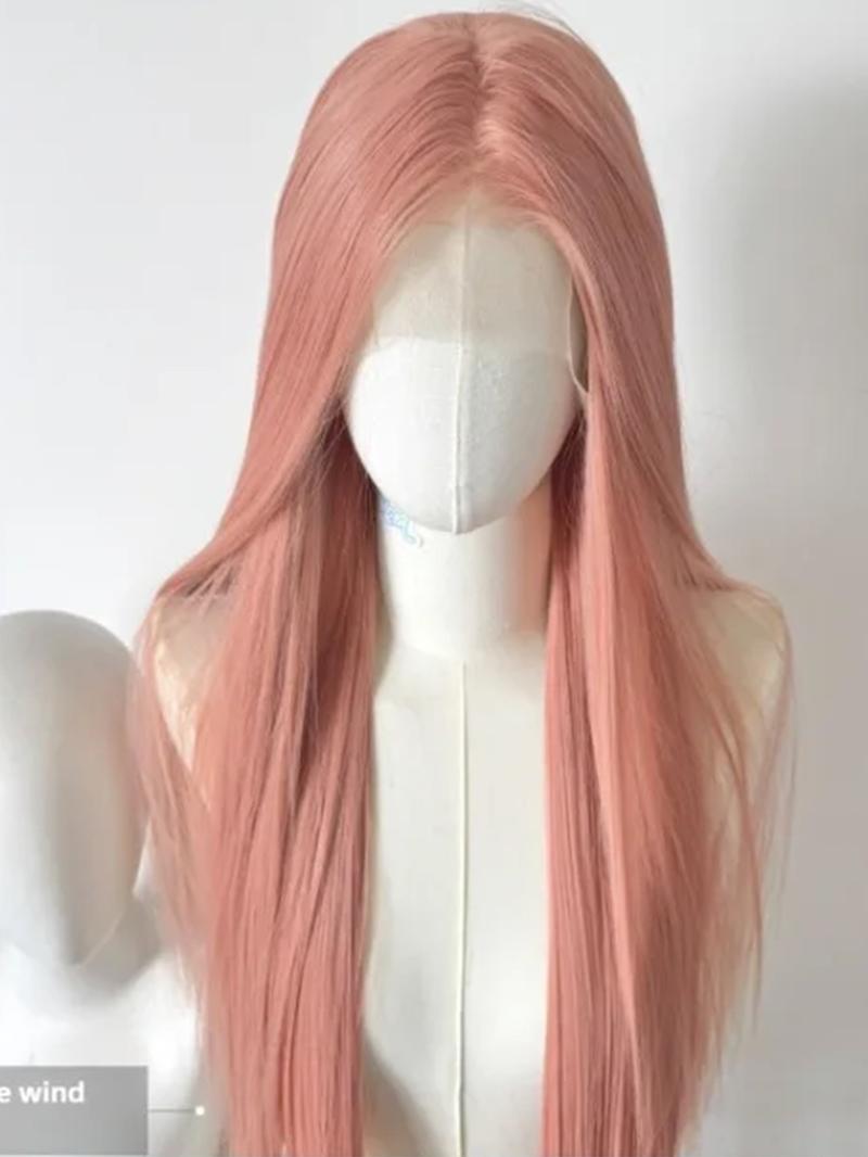 Light Pink Wig for Women 13x4 Lace Front Wig 26inch Long Straight Synthetic Wigs Soft Natural Heat-resistant Fiber Cosplay Wig Synthetic Hair
