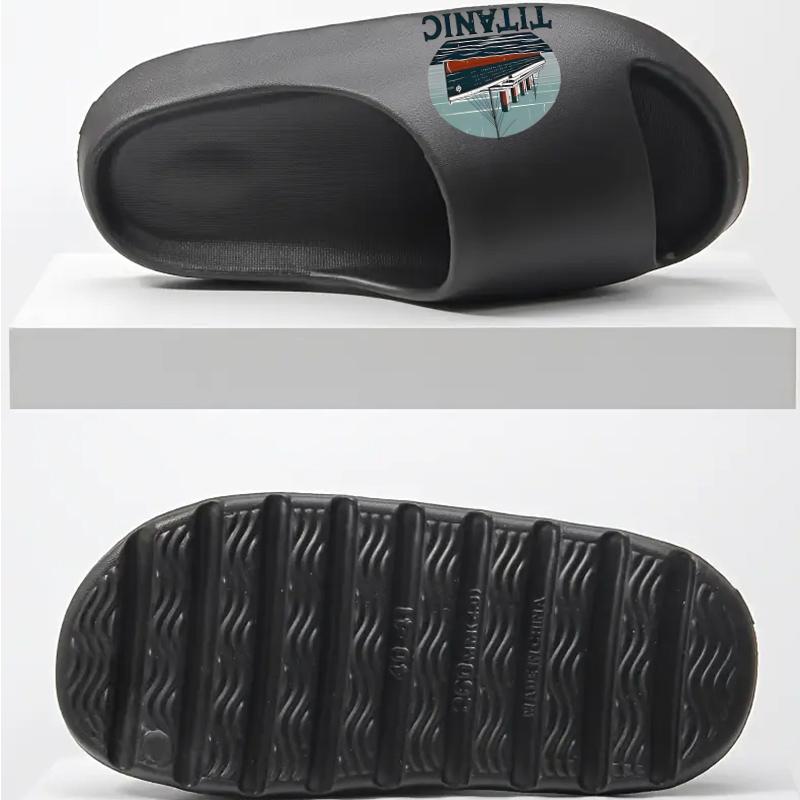 Vintage Titanic Cruise Ship Pattern Slippers Men Women Non-slip Indoor Home Shoes Soft Comfortable Lightweight Summer Beach Sandals Fashion Novelty Footwear