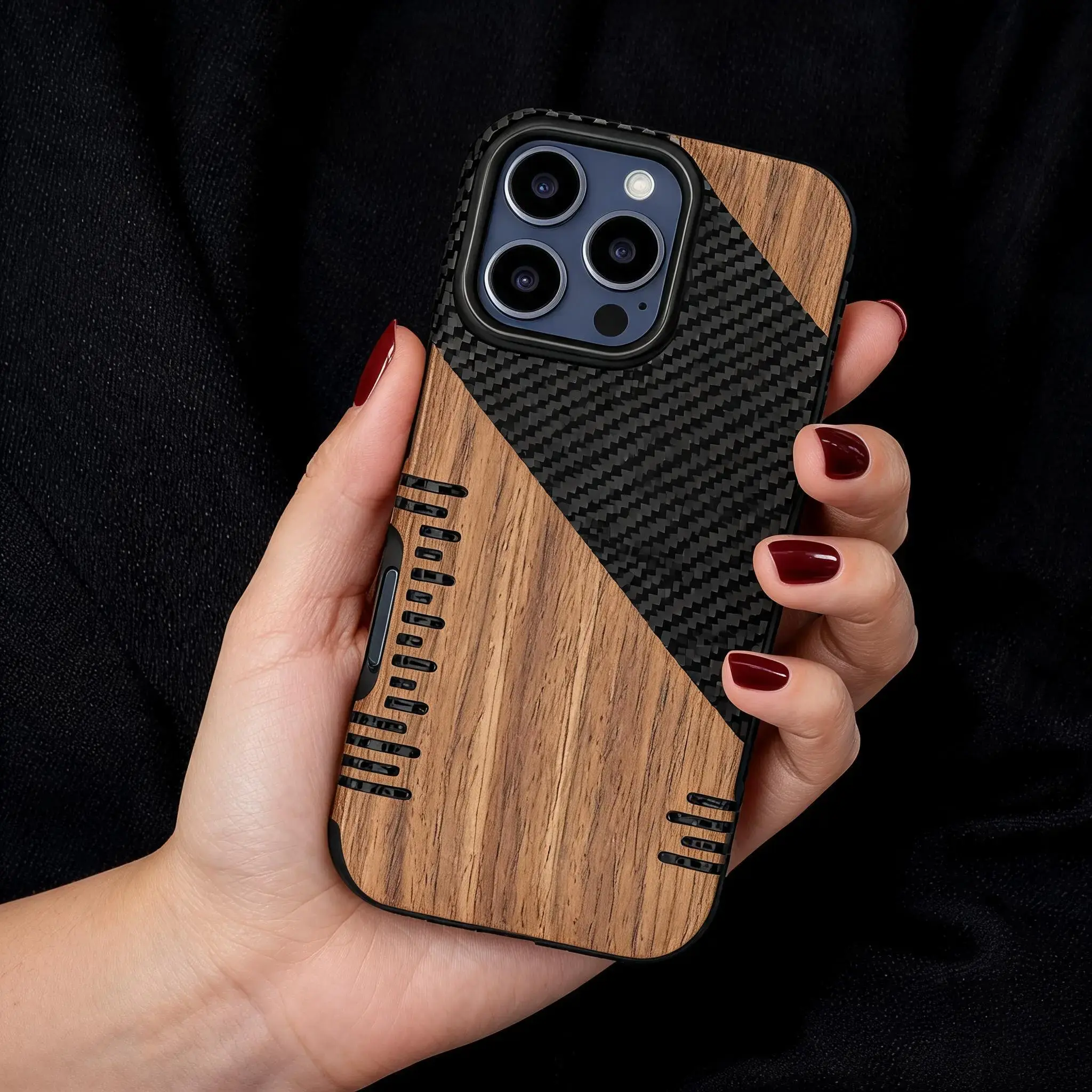 High-End Business Protective Shockproof Phone Case Cover Casing for iPhone 11-17, Unique Design with Wood, Leather, Carbon Fiber, Trendy Gift Choice, Elegant Texture